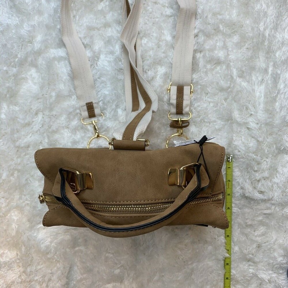 Women's Zip Closure Convertible Backpack Cognac NY - Picture 9 of 12